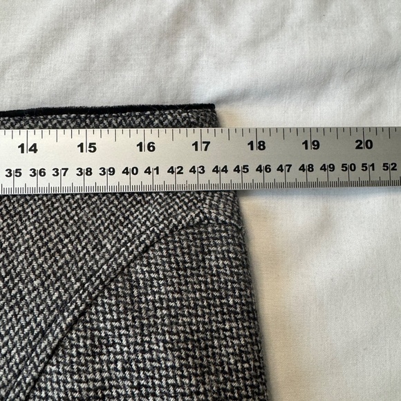 LeComte Women's 12 Wool/Silk Midi Skirt Lace Trim Gray/Black Flare Lined - Picture 8 of 12